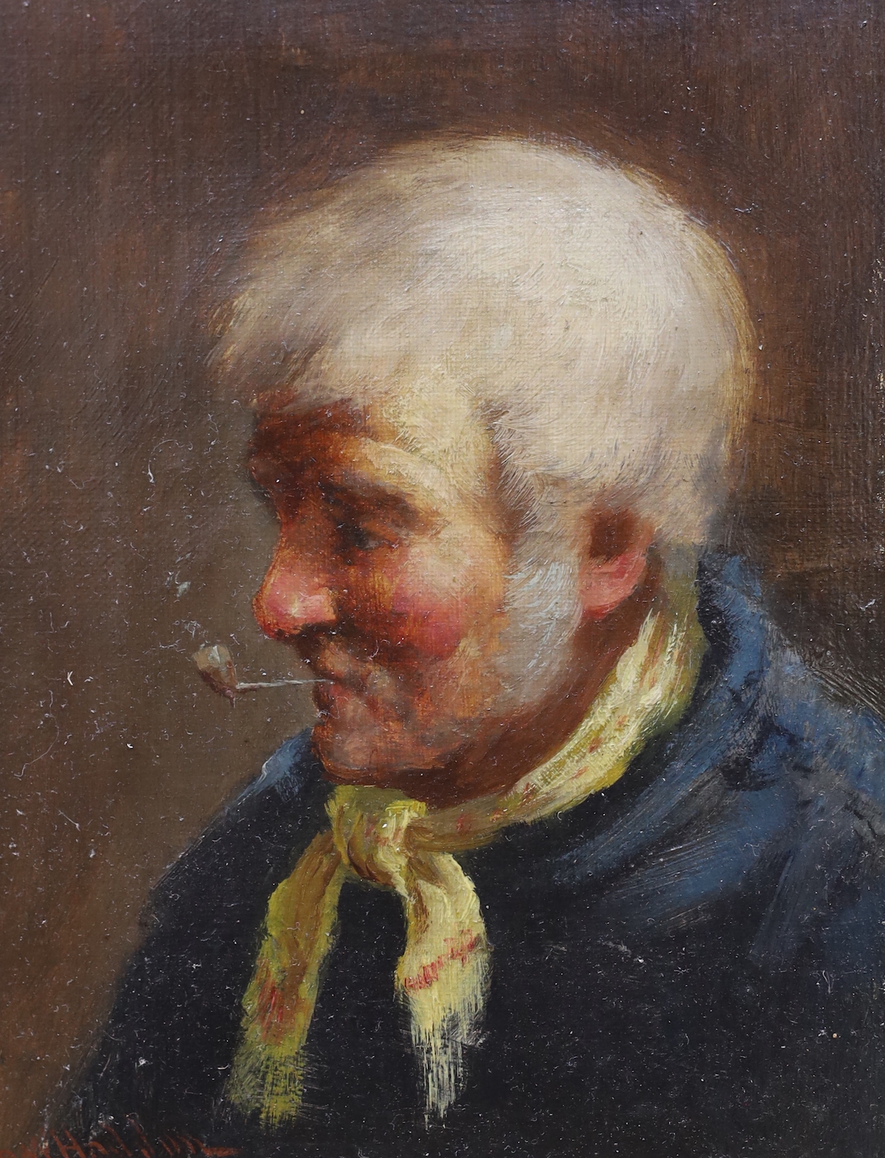 David Haddon (1884-1914), oil on canvas, Portrait of a gentleman smoking, signed, 20 x 14cm